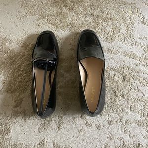 NWOT Black patent leather slip on shoes